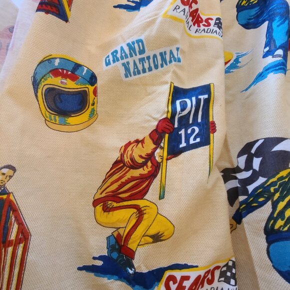 Vintage 1960's/70's Nascar Race Car Curtains (set of 2) / Grand Prix / F… - Picture 10 of 10